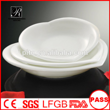 porcelain heart shaped plate,porcelain soup plates,daily use white porcelain heart shaped plates for hotel